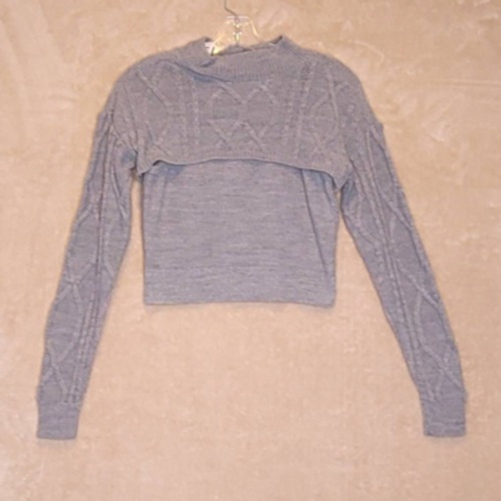 Bp‎ Sweater Womens S 2-Piece Gray Long Sleeve Crew Neck Cable Knit USA New